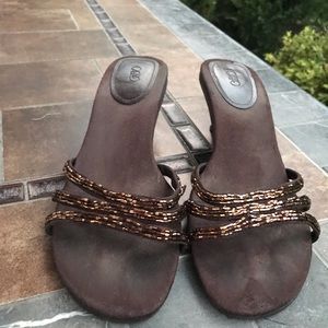 Cato Dark Brown Open Toed Slide Sandals